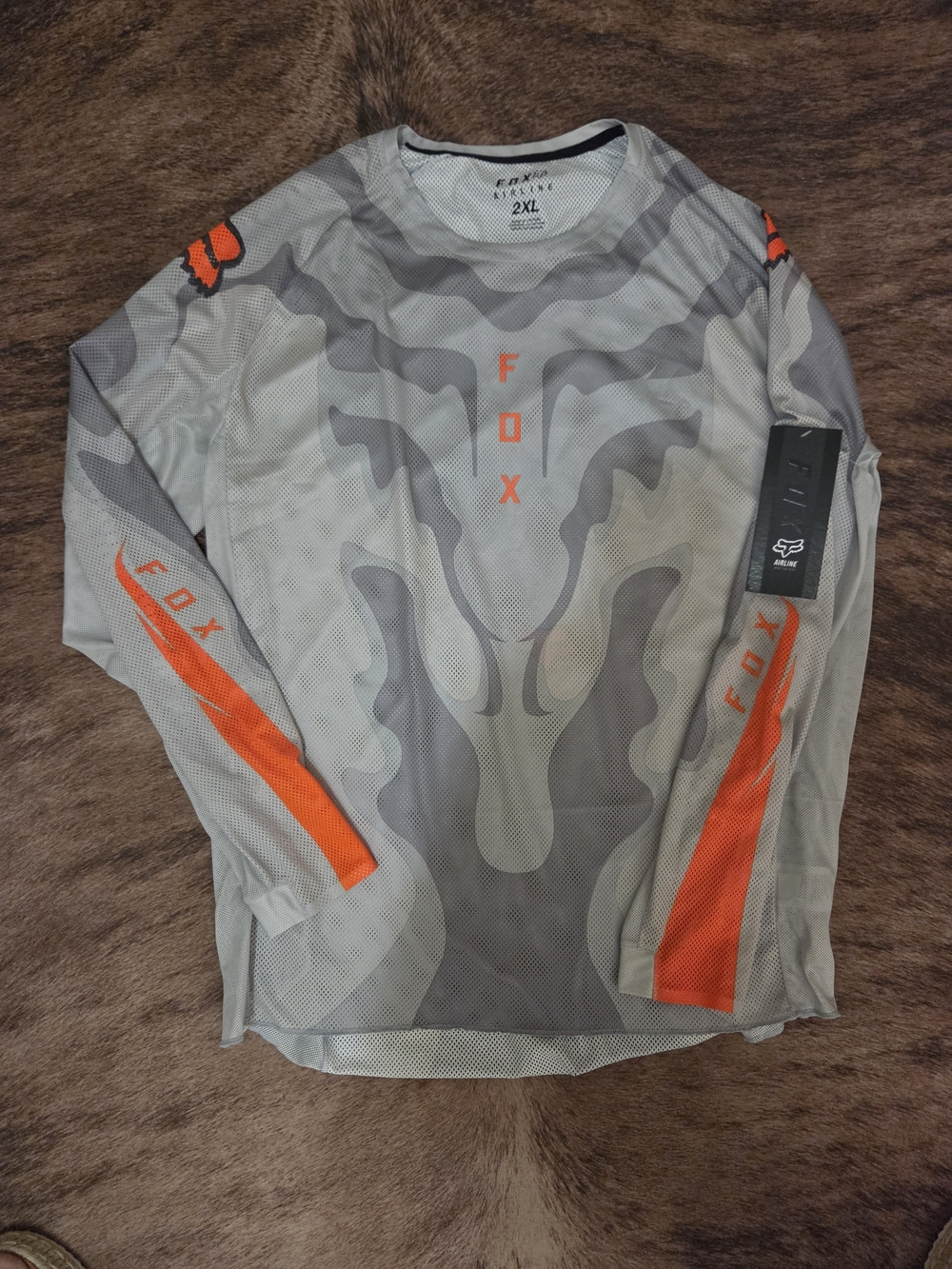 Fox Gray & Orange Long Sleeve MTB Jersey